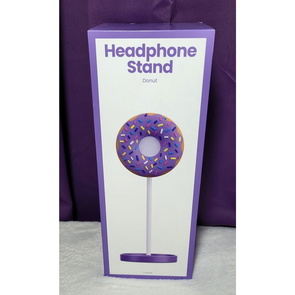 Headphone Stand Purple Donut 11.6” Tall Great Easter Basket Girls Birthday Gift